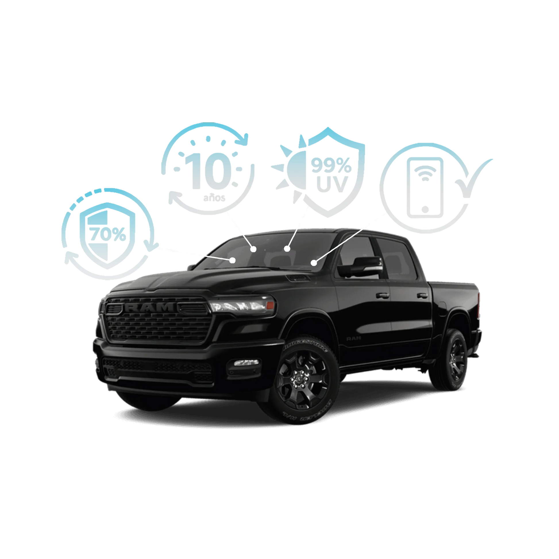 Pick Up CTX Front Winshield & Front lateral Windows  (3 pieces)