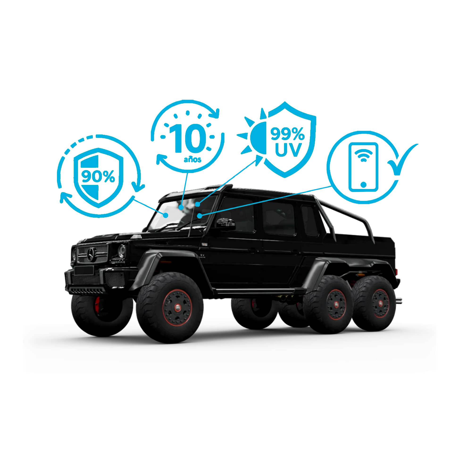 Pick Up IRX  Front Winshield & Front lateral Windows  (3 pieces)